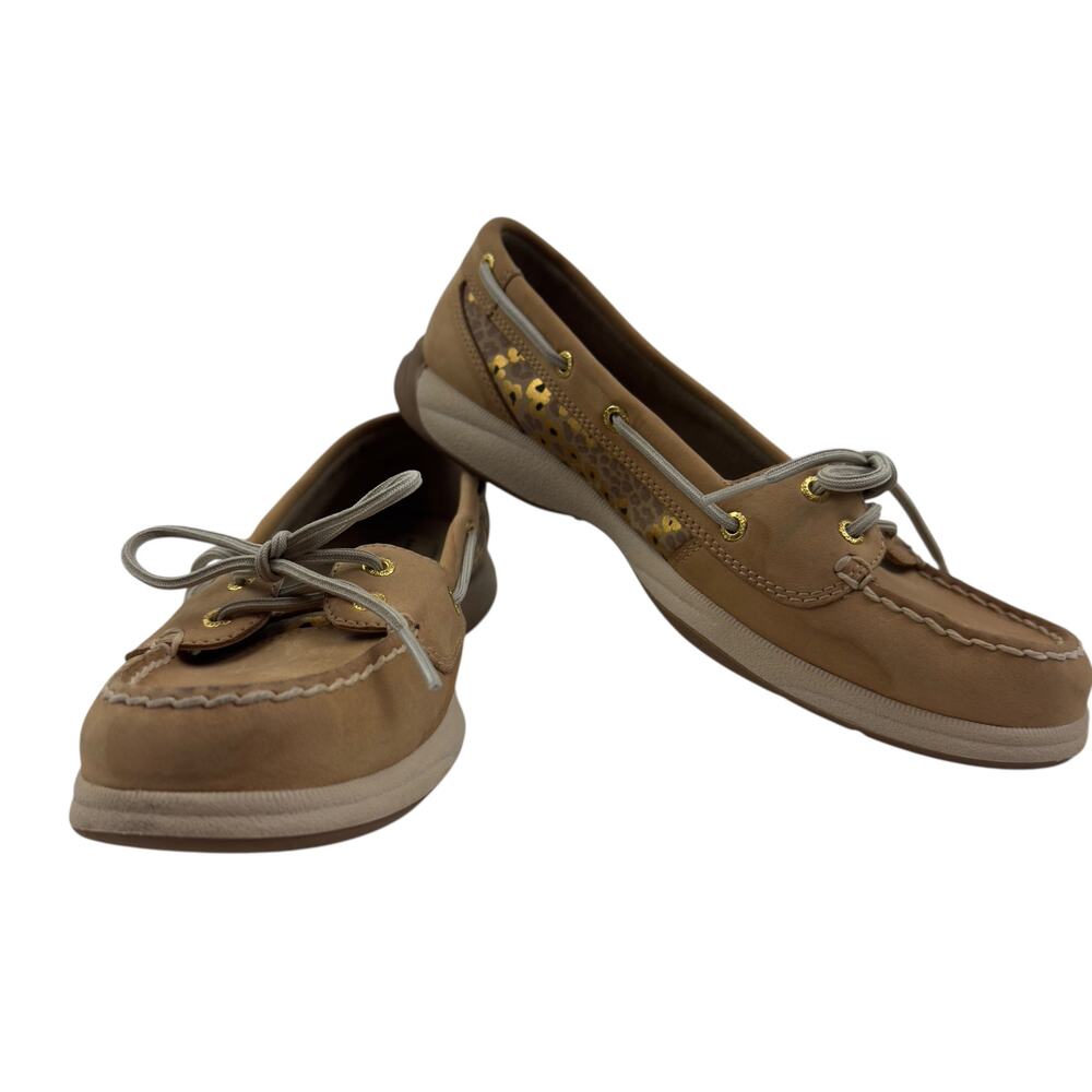 Sperry Top Siders Authentic 2 Eye Leather Animal Leopard Print Shoes Women's 9.5